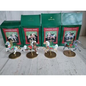 Hallmark‎ carousel horse Ginger Holly set vintage ornament Xmas